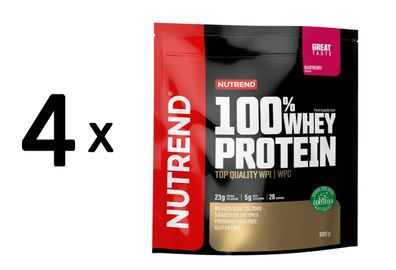 4 x Nutrend 100% Whey Protein, Raspberry - 800g