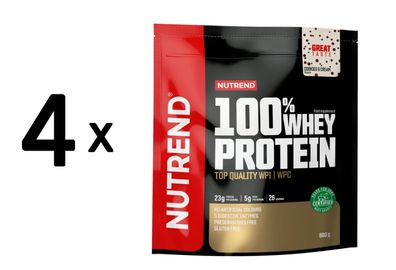 4 x Nutrend 100% Whey Protein, Cookies & Cream - 800g