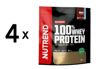 4 x Nutrend 100% Whey Protein, Chocolate + Coconut - 800g