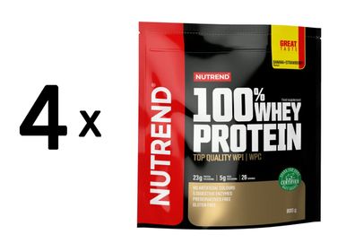 4 x Nutrend 100% Whey Protein, Banana + Strawberry - 800g