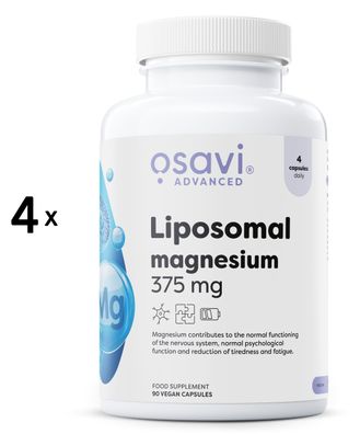 4 x Osavi Liposomal Magnesium, 375 mg - 90 vegan caps