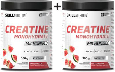 2 x Skill Nutrition Micronised Creatine Monohydrate Flavoured, Watermelon - 300g