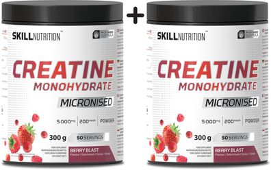 2 x Skill Nutrition Micronised Creatine Monohydrate Flavoured, Berry Blast - 300g
