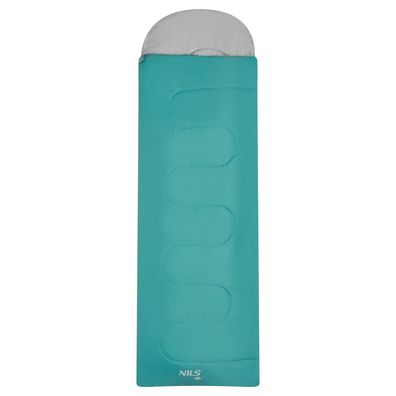 NILS CAMP Camping Schlafsack Grün Grau mit Reißverschluss und Packbeutel