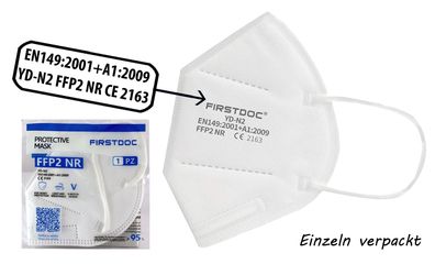FirstDoc FFP2 Atemschutzmaske Mundschutz Maske Mund Nasen Schutz CE 2163 DIN EN