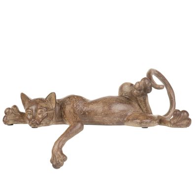 Moritz-Design Deko-Figur Katze ruht sich aus Kantenhocker modern Tiere garten