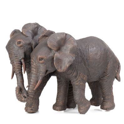Moritz-Design Deko-Figur Elefantenpaar vertraut halten Händchen modern Tiere