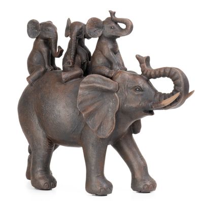 Moritz-Design Deko-Figur Elefantenfamilie Kinder sitzen auf Rücken modern Tiere