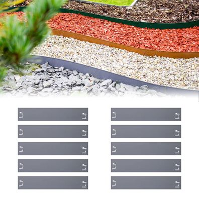 20er Set grüne Metall-Rasenkanten 13,5 cm hoch, 24 m lang