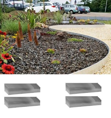 20er Set ultra starker Alu Rasenkanten 10cm x 1m (20m)