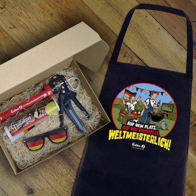 Grillikon Geschenkset „WM-Edition“ Senf in 300 ml Kartusche mit Grillschürze