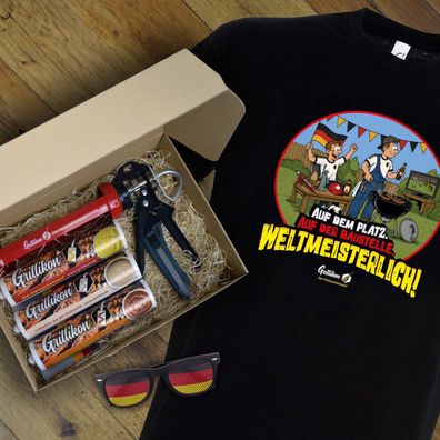 Grillikon Geschenkset „WM-Edition“ 3x Mix in 300 ml Kartusche mit T-Shirt in XL