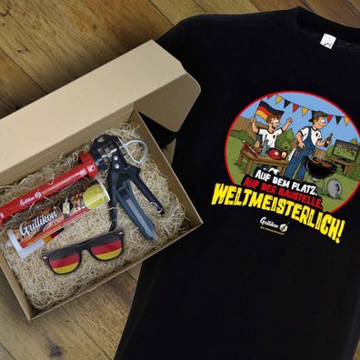 Grillikon Geschenkset „WM-Edition“ Senf in 300 ml Kartusche mit T-Shirt in XL