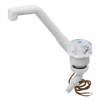 Kalt-Wasserhahn De Luxe 12V Ø20 mm weiss große Knopf Campingwasserhahn für Wohnmobil