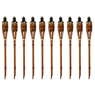 10x Bambusfackel Deluxe 90cm braun Lampenöl Gartenfackel Ölfackel Bambusfackel