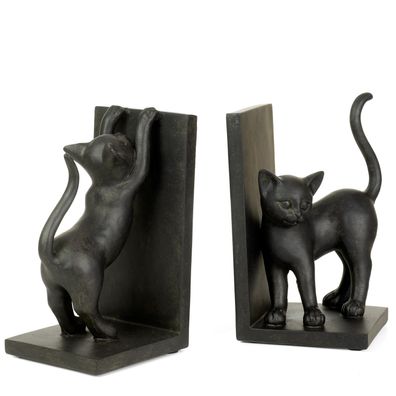 Ein 2 er Set Buchstütze Katzen Buchständer Buchhalter Schwarz Moritz