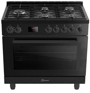 Gurari GCH E 818 BL Gas Elektro Standherd 90 cm 126 L Erdgas Fl. Gas 4 Kw WOK Schwarz