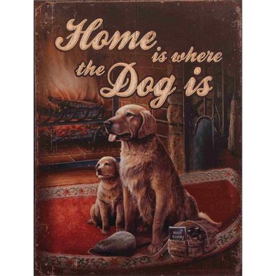 Blechschild Schild 25 x 32,5 cm Home is where my Dog is 489-NU-43