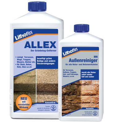 Lithofin ALLEX 1 Liter + Lithofin MN Außenreiniger 500ml