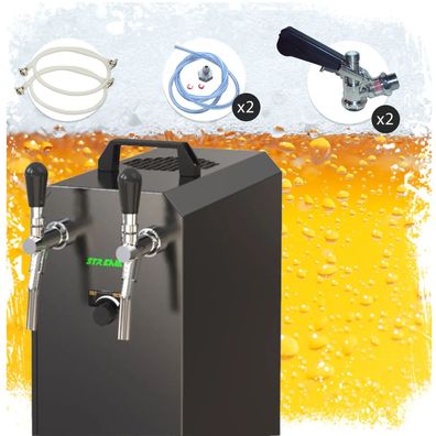 Bierzapfanlage STREAM 50K Komplett-Set 2-leitig 55 l/h Luftpumpe, Zapfkopf: Flach
