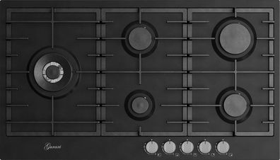 Gurari GCH FB 905 BL Gaskochfeld 90 cm, Schwarz Emaliert, 4,0 kW WOK, 5 Gasbrenner