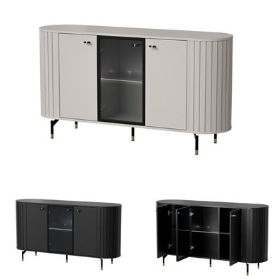 Glaskommode SANTE 03 mit abgerundeten Seiten, Sideboard, Beleuchtet