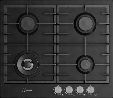 Gurari GCH FB 604 BL Gaskochfeld 60 cm, Schwarz 4,0 KW WOK, 4 Gasbrenner, Autark