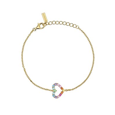 Mabina Silberarmband 925 Vergoldet mit Herz mehrfarbigen Zirkonia 533836