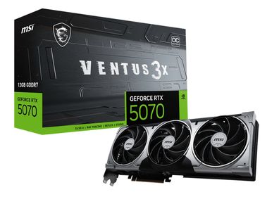 MSI VENTUS GeForce RTX 5070 12G 3X OC, GeForce RTX 5070, 12 GB, GDDR7, 192 Bit, .. ->