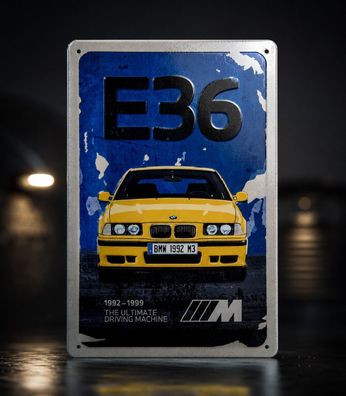 BMW Blechschild M3 E36 20x30cm Metallschild Retro Deko Schild Auto Kult Wandbild
