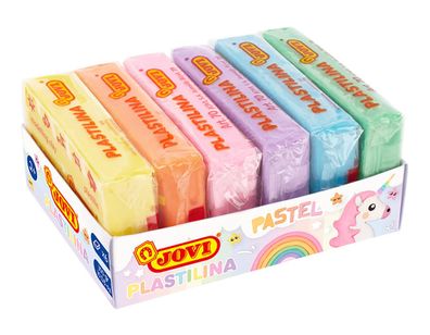 Jovi Plastilina PASTEL Knetmasse 6er Schachtel, je 50g, sortiert