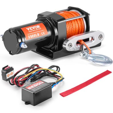 VEVOR Elektrische Seilwinde 1588 kg 12 V mit Synthetikseil IP55