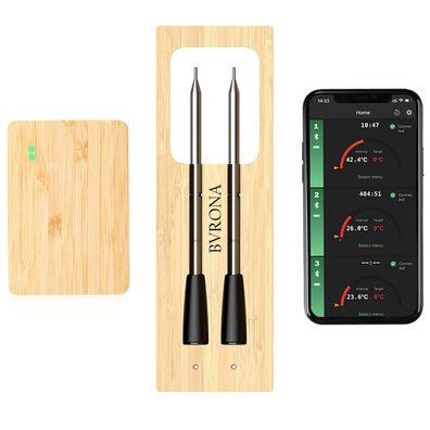 BVRONA Bluetooth Fleischthermometer kabellos mit 2 Sonden gelb