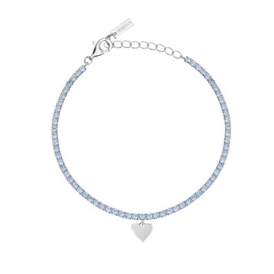 Mabina Tennisarmband Herzanhänger Silber 925 Zirkonia blau 534161