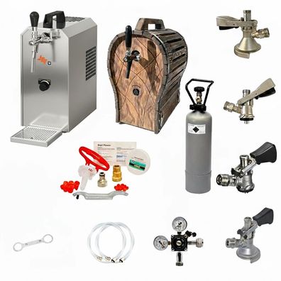 Komplett-Set Zapfanlage JET 30 Bierkoffer 35 Liter/h Holzfass KeyKeg