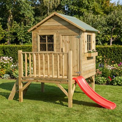 Kinderspielhaus mit Rutsche und Leiter Spielhaus Holz-Gartenhaus #3991