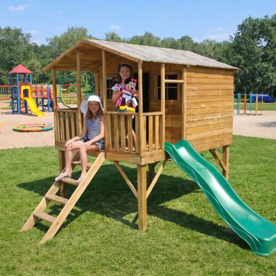 Kinderspielhaus 235x190x283 Spielhaus Holz-Gartenhaus Rutsche #3997