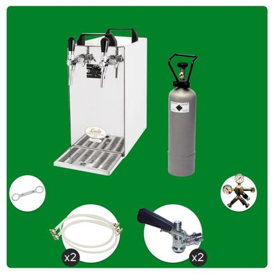 Komplett Set Bierzapfanlage Kontakt 40 Trockenkühler 50 L/h 2-leitig Green Line