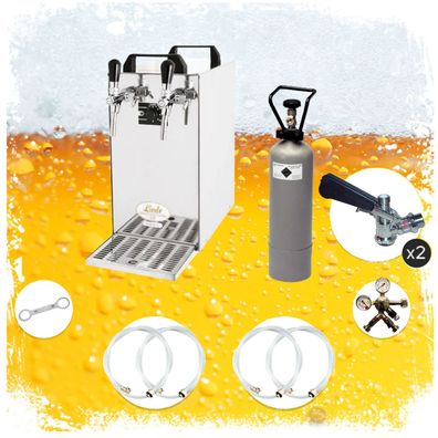 Komplett-Set Bierzapfanlage Kontakt 40 Trockenkühler 50 L/h 2-leitig, Zapfkopf: 5 L
