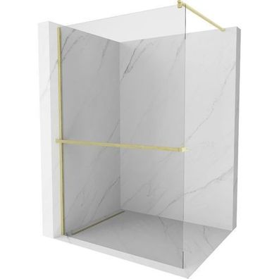 Mexen Kioto+ Walk-in Dusche, gebürstet Gold, 140x200 cm