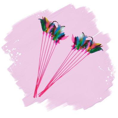 10 - 100 Stk. Lyra Pet® Katzenangel rosa mit Feder - Wählen Sie Ihr