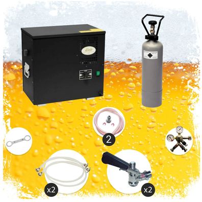 Komplett-Set Bierzapfanlage AS-40 2-leitig Untertheke Green Line, Zapfkopf: 5 L