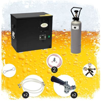 Bierzapfanlage AS-40 Komplett-Set 2-leitig Nasskühler Untertheke