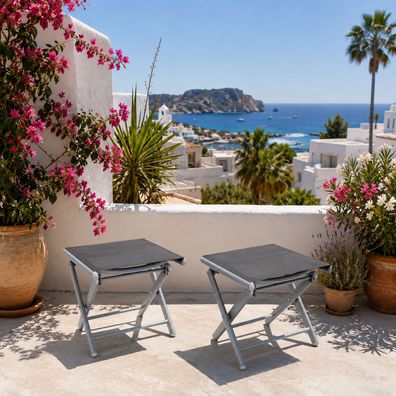 2er Mojawo® Garten Klapphocker Fußhocker Aluminium - Textilen Anthrazit