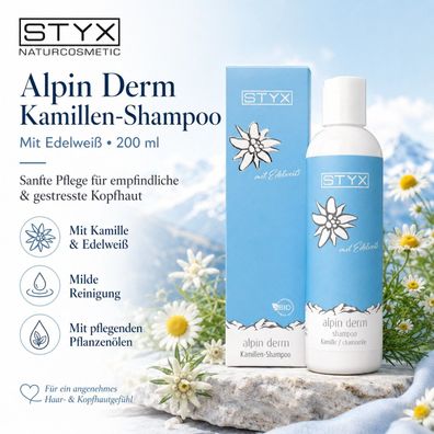 STYX Naturcosmetic - Alpin Derm Kamillen-Shampoo mit Edelweiß sanfte Pflege - 200 ml