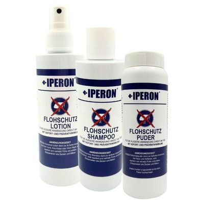 1 - 6 Stk. IPERON® Flohschutz Trio - Lotion, Shampoo & Puder im Set
