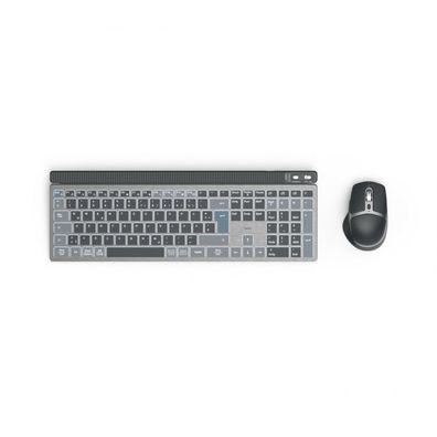 Hama Multi-Device-Tastatur-Maus-Set WKM-750 kabellos LED Schwarz QWERTZ (00173069)