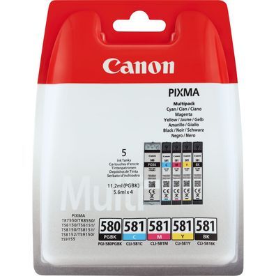 Canon PGI-580 PGBK/CLI-581 CMYBK Multipack - 5er-Pack - Schwarz, Gelb, Cyan, Magenta