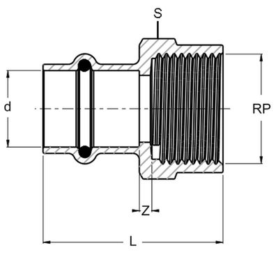 Frabo Pressfitting Übergangsstück mit I Gewinde aus Rotguss 1/2-2" 12-54mm