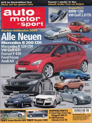 auto motor und sport 19/ 2004 , Aston Martin, Chrysler, BMW 120i, VW Golf, Neue